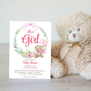 It's a girl floral wreath baby shower thank you fa classic round sticker