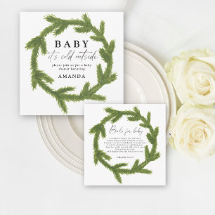 Baby it's cold outside watercolor baby shower announcement
