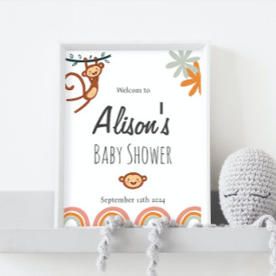Cute Monkey Baby Shower Invitation