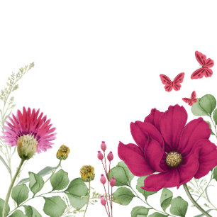 Pink Butterfly & Floral Watercolor Sticker