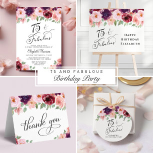 Elegant Floral 75th Birthday Party Napkin