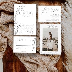 Modern Minimalist Sage Calligraphy Photo Wedding Thank You Card
