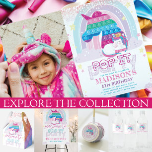 Unicorn Pop It Birthday Photo Party Invitation