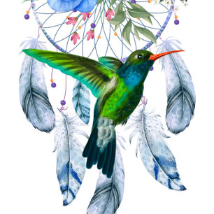 Blue Dreamcatcher Hummingbird Boy Baby Shower Invitation