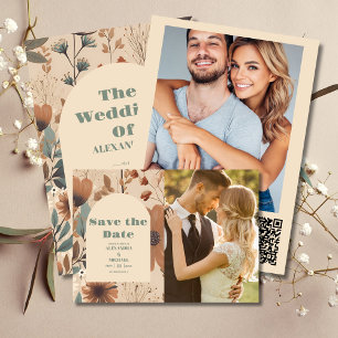 Soft muted earth tones Wildflowers Wedding Save The Date
