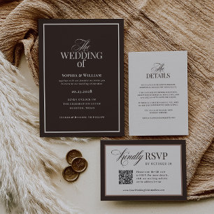 Soft Mocha Taupe   Luxe Wedding Guest Details Enclosure Card