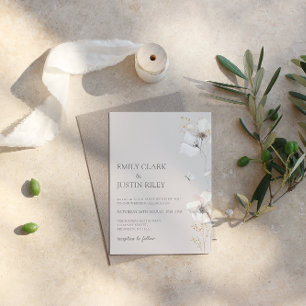 Modern Wildflowers Watercolor Photo QRCode Wedding All In One Invitation