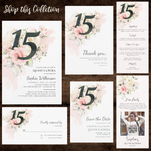 Pink Quinceanera 15th Birthday Floral Enclosure Card