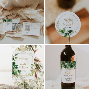 Elegant Monstera Return Address Label