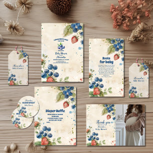 Boho Strawberry Berry Sweet Baby Shower Invitation