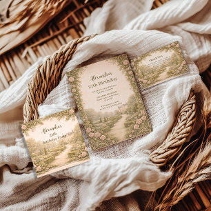 Vintage Garden Countryside Birthday Paper Plate