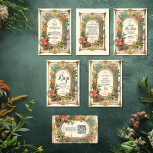 Photo Vintage Floral Art Nouveau Wedding Save The Date