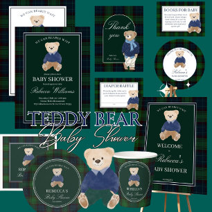 We can bearly wait classic plaid baby shower napkin