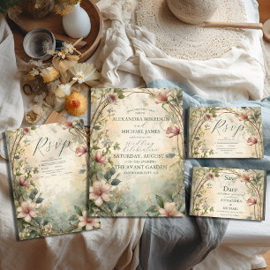 Art Nouveau Inspired Floral Symphony Wedding Invitation