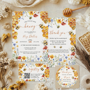 Watercolor Honey Bee and Honeycomb Bridal Shower Thank You Card