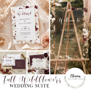 Fall Wildflowers Floral Wedding  Napkin