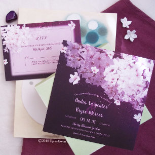 Blooming Cherry Blossoms Spring Wedding Invitation