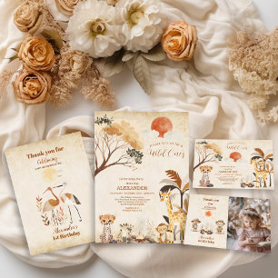 Tropical Safari Wild One Jungle Animals Birthday  Napkin