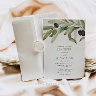 Classic Olive Branch Garden Wedding Invitation