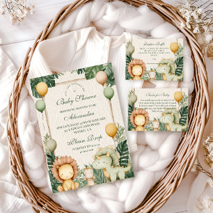 Cute Dino Jungle Baby Shower Invitation