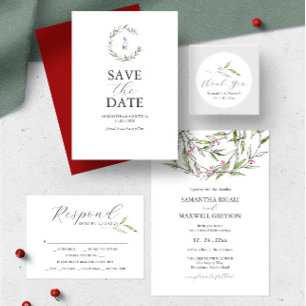 Christmas Wedding Invitations with QR Code
