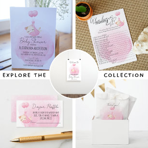 Personalised Pink Kitten Baby Girl Shower Invitation