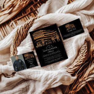 Photo Thin Blue Line Rustic Police Graduation Announcement