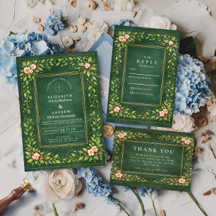 Elegant Vintage Garden Wedding RSVP Card