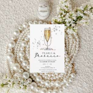 Elegant Watercolor Pearls & Prosecco Bridal Shower Enclosure Card