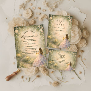 Enchanted Forest Princess Quinceañera Invitation