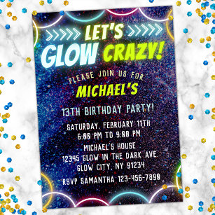 Let's Glow Crazy Colourful Neon Girl's Birthday T-Shirt