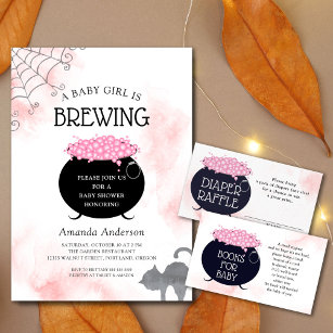 A Baby Girl is Brewing Halloween Baby Shower Invitation