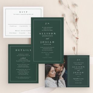 Classic Elegant Green Wedding Details Enclosure Card