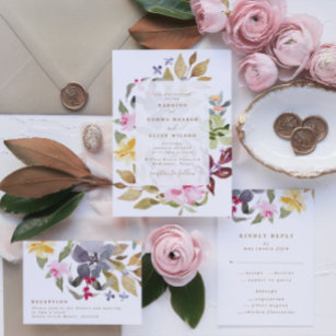 Happy Watercolor Florals Wedding Table Number