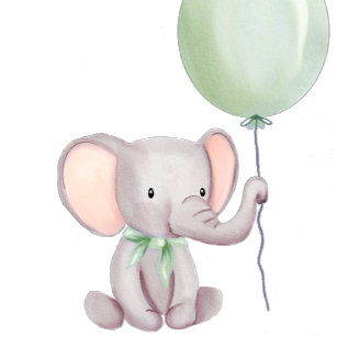  Elephant With Green Balloon Books for Baby  Enclosure Card