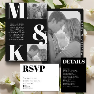 Modern Minimalist Black Bold Typography Wedding Enclosure Card