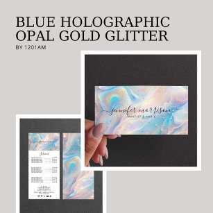 Blue Holographic Opal Gold Glitter Makeup, Beauty Rack Card