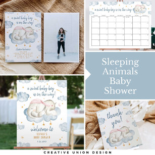 Baby Boy Shower Books for Baby Cards - Elephant