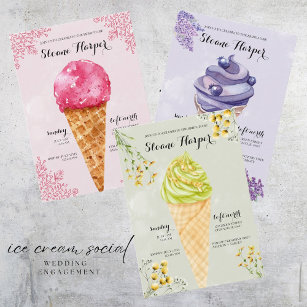 Berry Ice Cream Social Bridal Shower Invitation