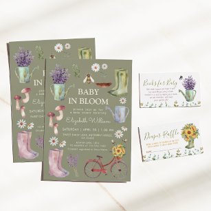 Books For Baby Watercolor Vintage Watering Can  Enclosure Card