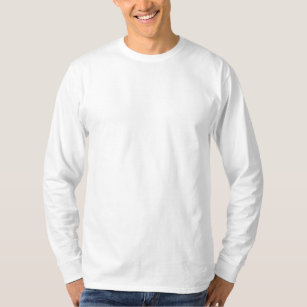 White Men's Embroidered Long Sleeve T-Shirt