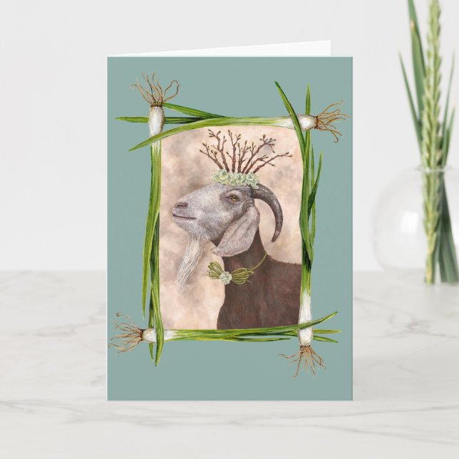 Sven the Goat with scallion border card (Front)