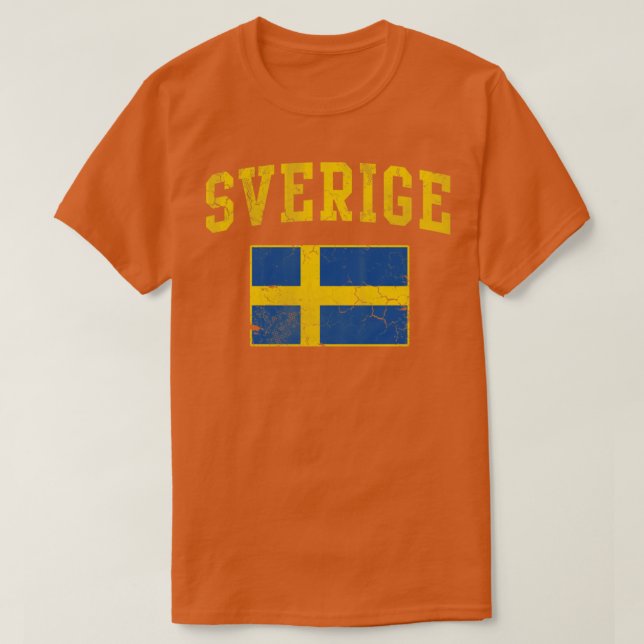 Sverige Flag Sweden Swedish Vintage Fade T-Shirt (Design Front)