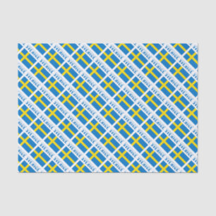 Sverige och Svenska Flagga i form av Tegelstenar Tissue Paper