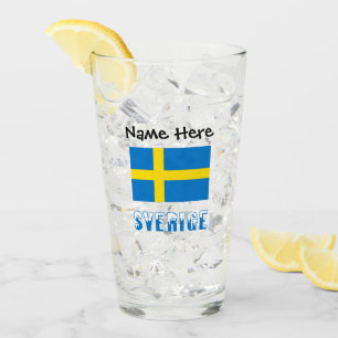 Sverige och Svenska Flagge Personalised Glass