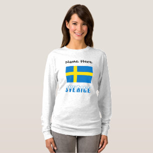 Sverige Svensk Flagga Black Personalised Women's T-Shirt