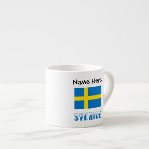 Sverige Svenska Flagge Black Personalisation  Espresso Cup