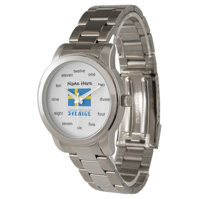 Sverige Svenska Flagge Black Personalisation  Watch (Angled)