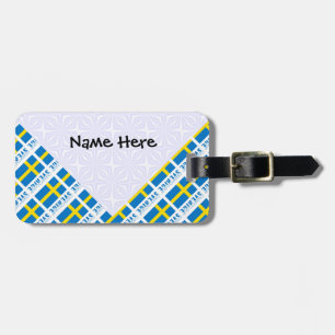 Sverige Svenska Flagge Tiled Black Personalisation Luggage Tag