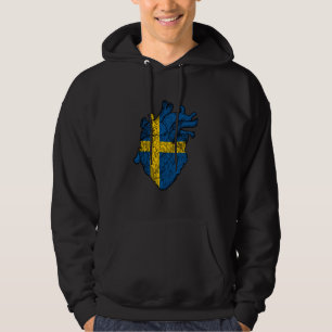 Sverige Sweden Flag Heart Swedish Pride Swedish Ro Hoodie